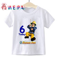 Kids Fireman Sam Birthday Number 1~10 Today Cartoon Print Children Clothes T-shirts Boy&Girl Funny Gift Tshirt Baby Present 2024 - buy cheap