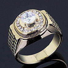 Milangirl микро паве Цирконий сверкающие геометрические часы кольцо заполненные кольца для мужчин ювелирные изделия оптовая продажа 2024 - купить недорого