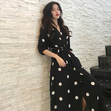 Plus Size 2019 New Summer Women's Dress Korean Style Fashion V-neck Ladies Long Dress Casual Half Sleeve Dot Dress Female 4XL 2024 - buy cheap