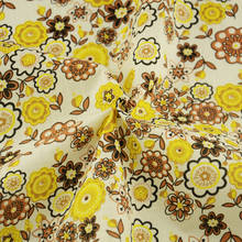 Booksew New Arrivals Brown and Yellow Flower Style Cotton Fabric Art Work Curtain Tida Tecido Doll Cloth Sewing Home Textile 2024 - compre barato