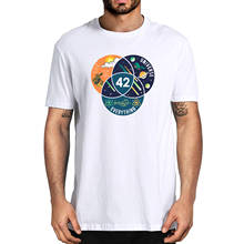 Футболка мужская хлопковая унисекс, забавная летняя рубашка с надписью «ответ к жизни», универсальная уличная одежда в стиле Харадзюку, 42 дюйма 2024 - купить недорого