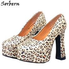 Sorbern-zapatos de tacón alto para mujer, calzado de talla grande, con estampado de leopardo y cebra, con plataforma 2024 - compra barato