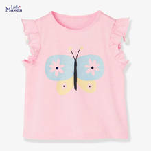 Little Maven Children 2021 Summer Baby Girl Clothes Butterfly Print Tee Tops Brand Cotton Pink T Shirt for Kids 2-7 Years 51815 2024 - buy cheap