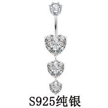 925 sterling silver belly button ring heart cubic zircon navel belly piercing jewelry 2024 - купить недорого