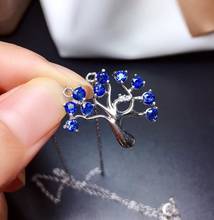 Sapphire necklace pendant Natural real blue sapphire 925 sterling silver For men or women 2024 - buy cheap