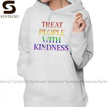 Толстовка с капюшоном с надписью «Treat People With Kindness-PRIDE», уличная одежда, худи с длинными рукавами, пуловер с капюшоном 2024 - купить недорого