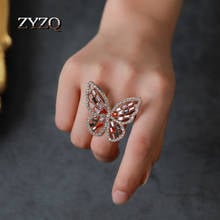 ZYZQ массивное кольцо с полыми бабочками для женщин модное блестящее Открытое кольцо регулируемое Сетчатое красное ювелирное изделие 2024 - купить недорого