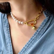 Fashion Bohemia Genuine Pearl Choker Necklace Statement Gold Gothic Freshwater Pearl Necklace Women Beaded Baroque Pearl Jewelry 2024 - buy cheap