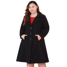 Abrigo de lana de talla grande para mujer, chaqueta cortavientos de talla grande 4XL-10XL, de longitud media, estilo coreano, de mm de grosor, para Otoño e Invierno 2024 - compra barato