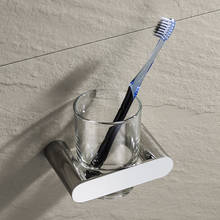 Держатель для зубной щетки в ванны, хромированный полированный настенный держатель для стеклянных стаканов, аксессуары для туалета 2024 - купить недорого