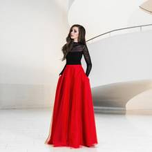 Женская длинная юбка с карманами, элегантная красная фатиновая юбка-пачка с высокой талией, вечерняя драпированная юбка для выпускного вечера 2024 - купить недорого