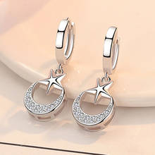 Prevent allergy Fashion Silver Color Crystal Star Moon Stud Earrings for Women Wedding Engagement Jewelry eh521 2024 - buy cheap
