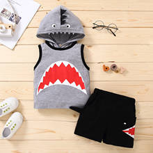 Summer Toddler Infant Kids Baby Boys Girls Sleeveless Clothes Cartoon Printed Hooded Vest Tops Shorts Beach Sport Outfits Set#p4 2024 - buy cheap