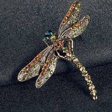 Vintage Lovely Dragonfly Shinny Crystal Scarf Lapel Pin Brooches Retro Fashion Jewelry Accessories Brooch Gift For Women 2024 - buy cheap