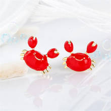 New Creative Small Red Crab Temperament Silver Plated Jewelry Personality Cute Animal Popular Stud Earrings SE931 2024 - buy cheap