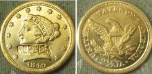$2,5 Liberty золото 1849-C копии монет 2024 - купить недорого