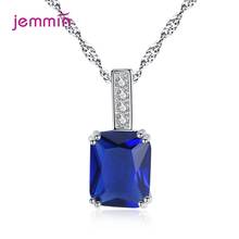 New Arrival Geometric Cubic Zirconia Necklace & Pendant Rectangle 925 Pure Silver Neck Chain For Women Fashion Dangle Necklace 2024 - buy cheap