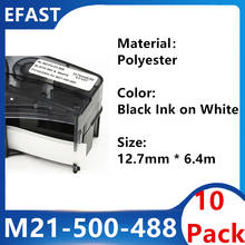 10 Pack M21 500 488 Polyester Label Ribbon opakowanie Label Tape For BMP21 PLUS bmp21 LAB Printer Black On White 12.7mm * 6.4m 2024 - buy cheap
