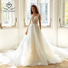 Beach Sleeveless Wedding Dress 2020 Appliques 3D Flowers Open Back A-Line Vestido De Novia Princess Swanskirt GI75 Bride Gown 2024 - buy cheap