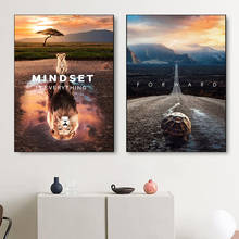 Lienzo de impresión para decoración del hogar, arte de pared de Mindset, pintura de gato Modular, póster de reflexión, imagen nórdica moderna de Animal, Marco para sala de estar 2024 - compra barato