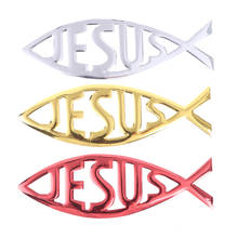 Emblema símbolo de peixe jesus estiloso de carro, emblema de carro, adesivo cristão, decalque 2024 - compre barato