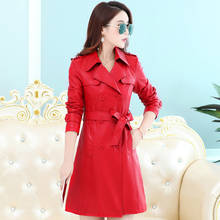 Jaqueta de couro falso feminina primavera outono casaco feminino longo vermelho couro 2020 jaqueta feminina couro kj590 s 2024 - compre barato