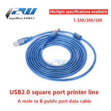 Высокоскоростной USB синий прозрачный 2,0 кабель для принтера тип A папа Тип B Мужской двойной щит для 01,5 м, 3 м, 5 м 2024 - купить недорого
