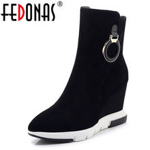 FEDONAS Vintage Female Wedges Short Boots Women Cow Suede Leather Warm Autumn Winter Ankle Boots Platforms Casual Shoes Woman 2024 - buy cheap