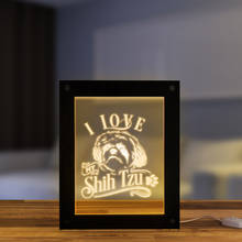 I Love My Shih Tzu Chinese Lion Dog LED Lighting Text Photo Frame Puppy Dog LED Night Lamp Wooden Laser Engraved Home Decor Lamp 2024 - buy cheap