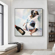 Impresiones en lienzo de pintura abstracta de perro, Póster Artístico de pared para fumar y beber, imagen decorativa para sala de estar, decoración del hogar, Cuadros 2024 - compra barato