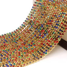 10Yard Multicolor Claw Crystal Rhinestones Chain Gradient DIY Dense Gold Base Rhineston Chain Garment&Bag Art Decoration 2024 - buy cheap
