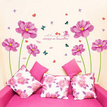 DIY Pink Flower Wall Sticker Romantic Vinyl Removable Wall Decals for Wedding Living Room Bedroom Decoration art Murals 2024 - buy cheap