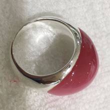 19mm lady's noble new fashion Candy Pink Natural jade 925 Silver Ring Size 7/8/9/10 2024 - buy cheap