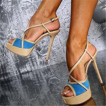 sexy Platform Women's Sandals 14 cm Ultra High Heels Buckle Stiletto Women Shoes Size 34-40 Back Strap Sandales femme 2024 - buy cheap