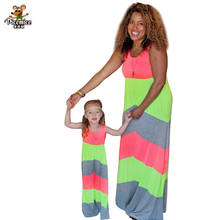 Vestido mãe e filha verão, vestidos listrados para mãe e filha, roupas para crianças, traje infantil para mãe, irmã, menina 2024 - compre barato