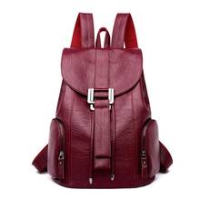 2019 Women Leather Backpacks High Quality Sac A Dos Schoolbag Casual Daypack Female Leather Vintage Backpack For Girls Back Pack 2024 - buy cheap