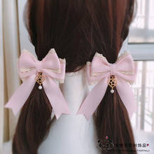 Japonês menina artesanal bandana bowknot grampo de cabelo acessórios para o cabelo cocar lori cauda de cavalo duplo lolita mengniang bandana 2024 - compre barato