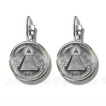 Egypt Pyramid Annuit Coeptis Eye of Providence Masonic Sign Earrings Sacred Geometry Llluminati Silver Plated Stud Earrings 2024 - buy cheap
