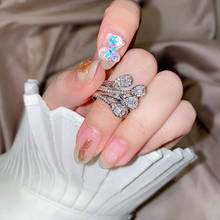 Anéis de prata com pedra de zircônia brilhante, joia estilosa de cor prata para mulheres casamento e noivado 2024 - compre barato