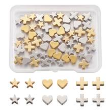 60pcs Heart Star Cross Shape Brass Beads Charms Metal Loose Beads Spacer For DIY Necklace Bracelet Jewelry Making Accessories 2024 - buy cheap