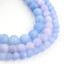 Cuentas de piedra Natural Azul Mate Jades de color púrpura, cuentas redondas de cuentas, de 15 ", 6, 8 y 10mm, para fabricación de joyas 2024 - compra barato