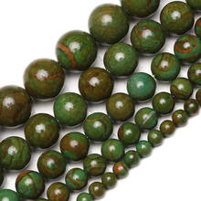 Atacado natural verde jades contas de pedra suave solto redondo verde phoenix gema pedras contas para fazer jóias pulseiras 2024 - compre barato