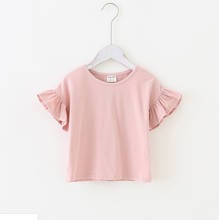 1-6Y Summer Kids Baby Girls T Shirts Flare Short Sleeve Solid Pullover Causal T Shirts 4 Colors 2024 - buy cheap