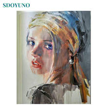 SDOYUNO DIY Oil Painting By Numbers Figure 60x75cm Paint By Numbers On Canvas Women Frameless Hand Painting Home Decor 2024 - buy cheap