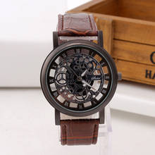 Fashion Business Skeleton Watch Men Engraving Hollow Reloj Hombre Dress Quartz Wristwatch Leather Band Women Clock Relojes Mujer 2024 - buy cheap