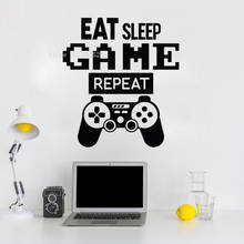 Eat Sleep Game Sticker Repeat Vinyl wall Sticker Joystick Gamepad Gaming Posters Decal Art Design Decal Video Game Mural LL209 2024 - buy cheap