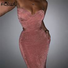 FQLWL Strapless Pink Sexy Bodycon Dress Women Off Shoulder Backless Wrap Midi Dress Autumn Ladies Celebrity Club Party Dresses 2024 - buy cheap