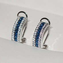 Korean Stylish Elegant Geometric Female Earrings With Shiny Sky Blue / White Crystal Modern Female Earrings Wedding Accessories 2024 - buy cheap
