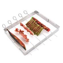 Barbecue Skewer Stainless Steel Shish Kabob Skewers Flat BBQ Metal Skewers for Grilling with Grill Rack 2024 - buy cheap