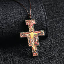 Orthodox Wooden Cross Pendant Necklaces for Women Men  Religious Necklace Adjustable Leather Rope Chains Prayer Jewelry Collier 2024 - buy cheap